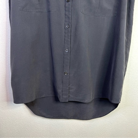 Nordstrom Collection Silk Shell Collared Tank Charcoal Grey Small - Picture 3 of 11